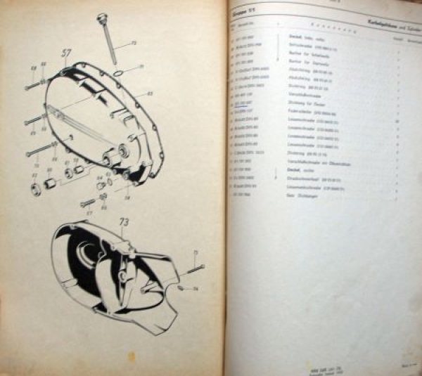 NSU Lux Motorbike 1952 Spare Part List (6842)